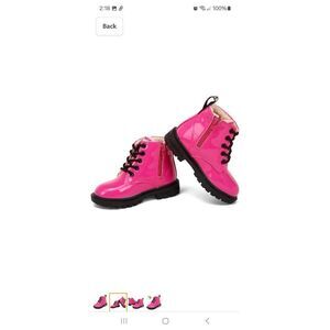 New Toddler 5.5 Daclay Pink Lace Up Side Zip Candy Color Waterproof Ankle Boots